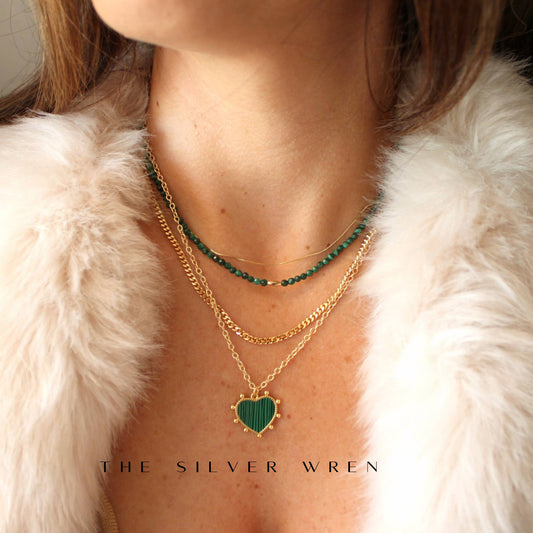 Jewelry | Necklace Beaded Malachite 16 inch + 2 inch extender