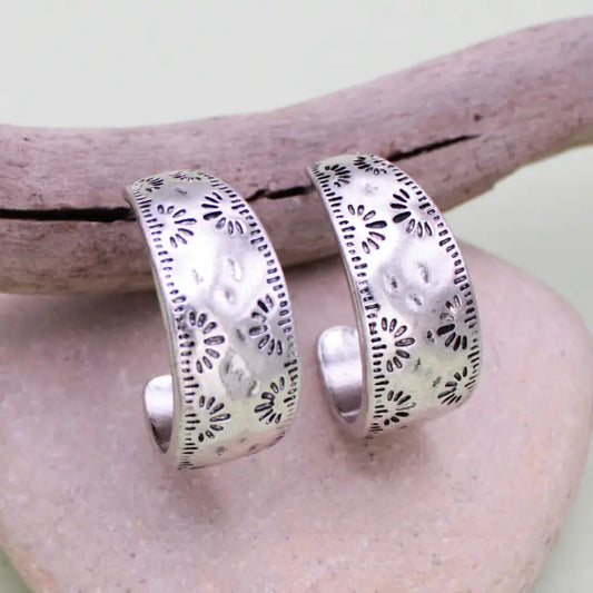 Jewelry | Earrings Southwest Silver Textured Hoop Earrings