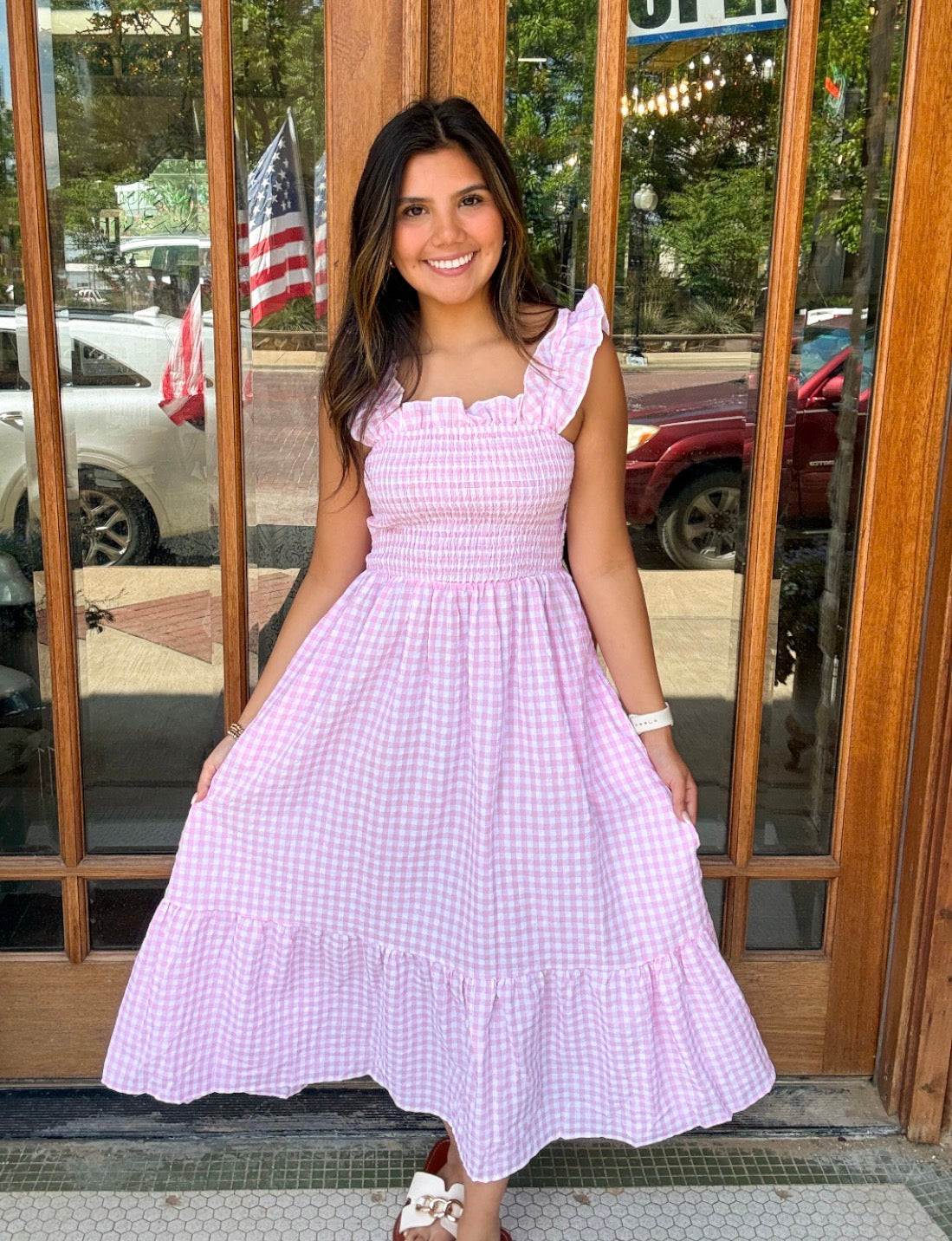 Dress - Gingham Smocked Maxi