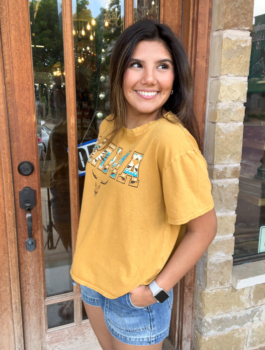 Tops | Tee Mama Mineral Mustard Graphic