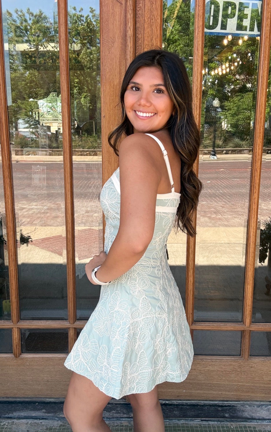 Dress - Sage Bloom Embroidered Mini