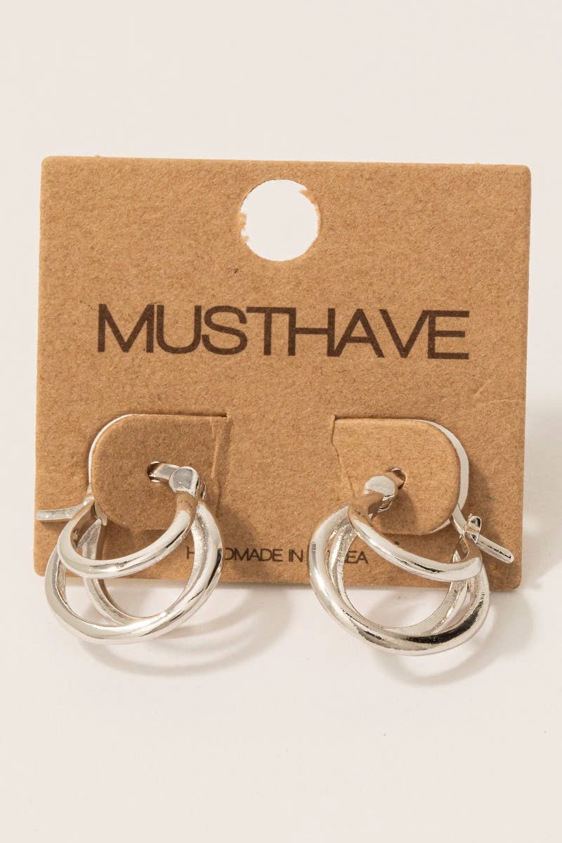 Gold Dipped Double Layered Latch Hoop Earrings