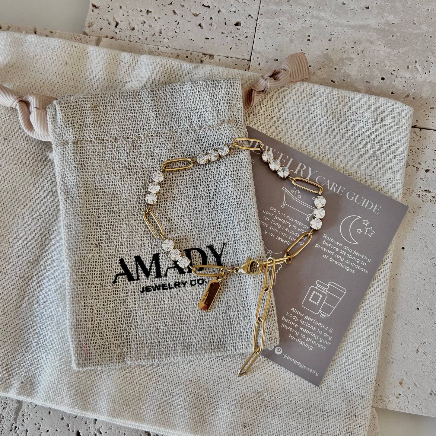 Bracelet - Paperclip Chain with Rhinestones