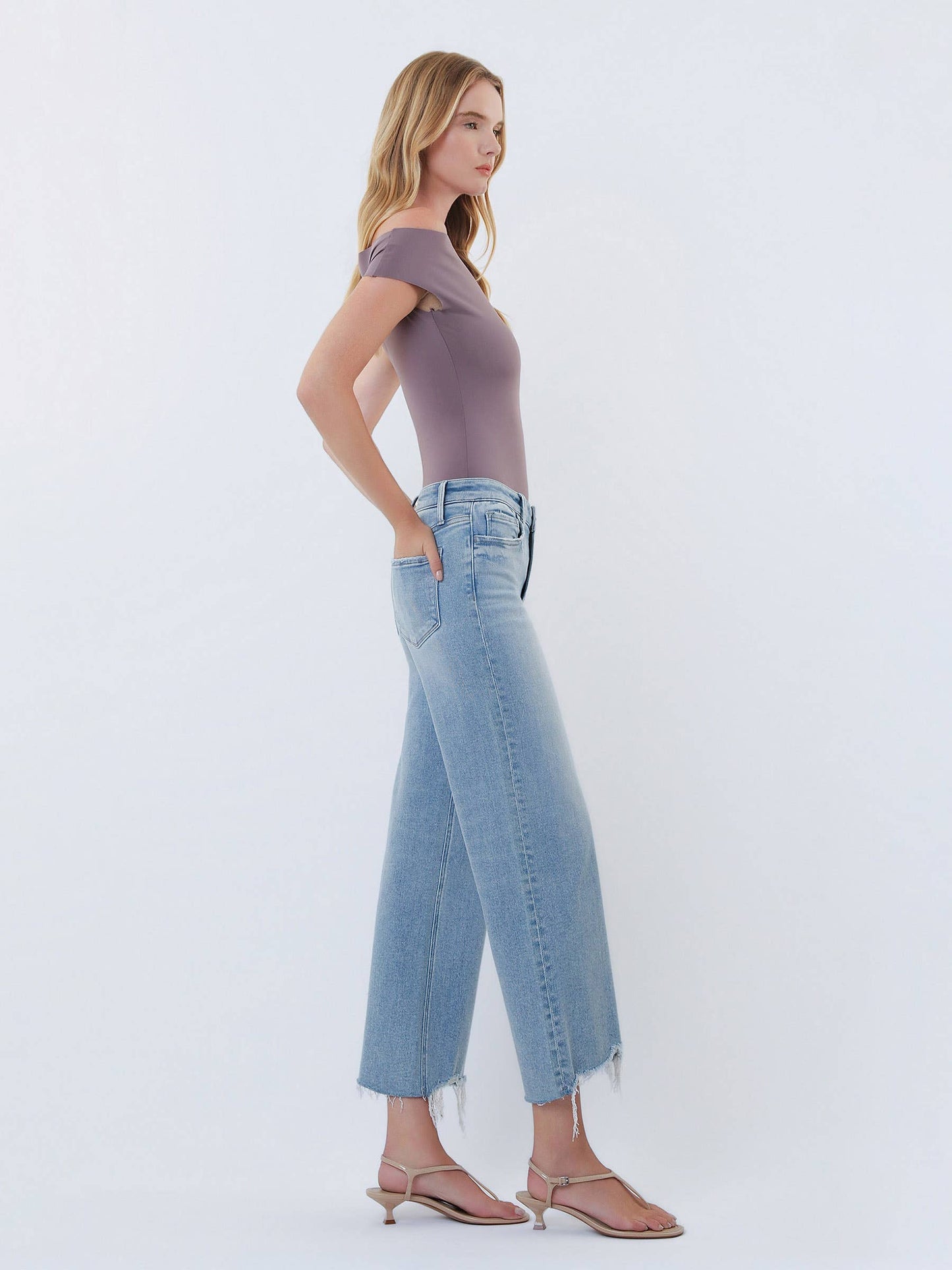 Jeans - High Rise Distressed Wide Leg