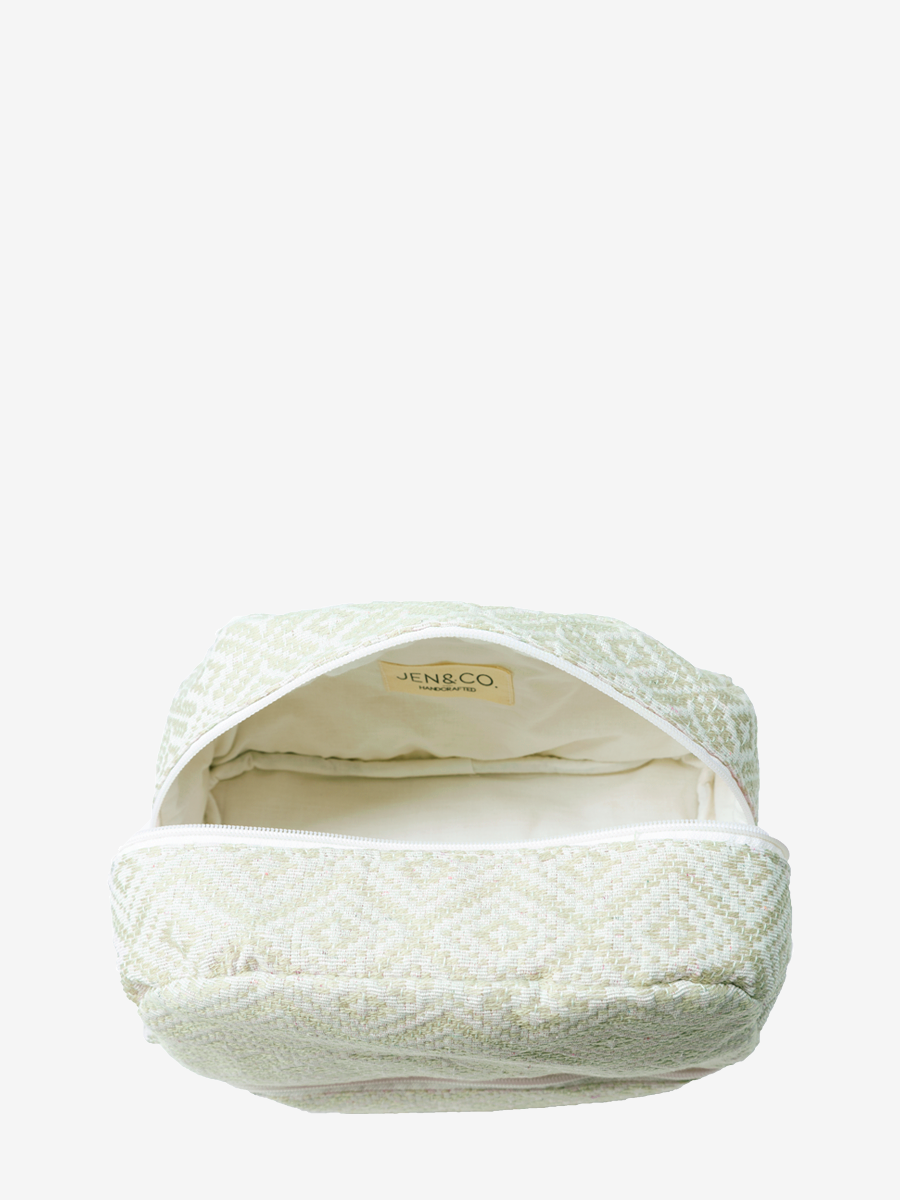 Mint Theodora Top Zip Cotton Cosmetic Case
