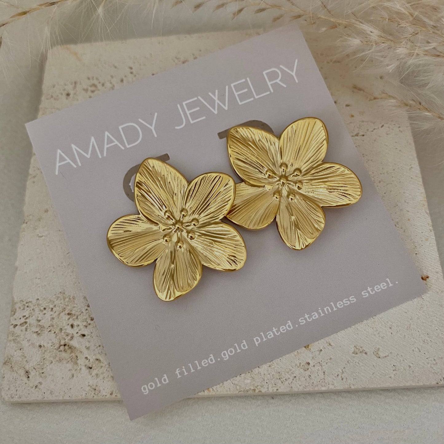 Earrings - 18k Gold Plated Flower Post