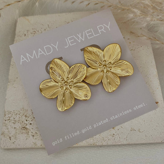 Earrings - 18k Gold Plated Flower Post