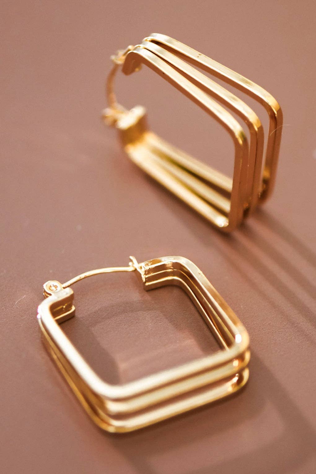 Earrings - Square Hoop Gold Plated
