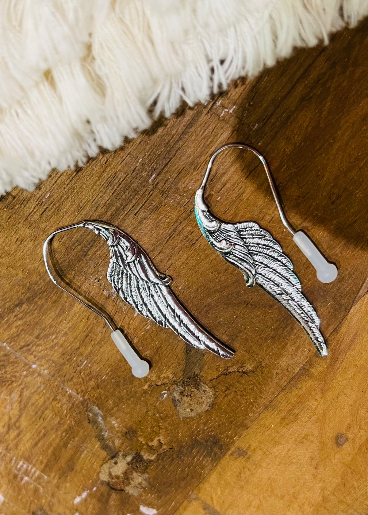 Earrings | Vintage Golden Silver Angle Wings Pendant Earring