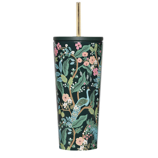 Tumbler - 24oz Rifle Paper Peacock Blue