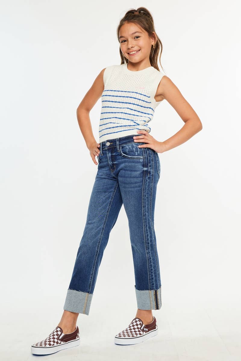 Girls | KanCan Jeans Youth Mid Rise Crop Striaght