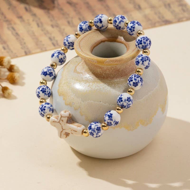 Ceramic Porcelain Cross Bracelet