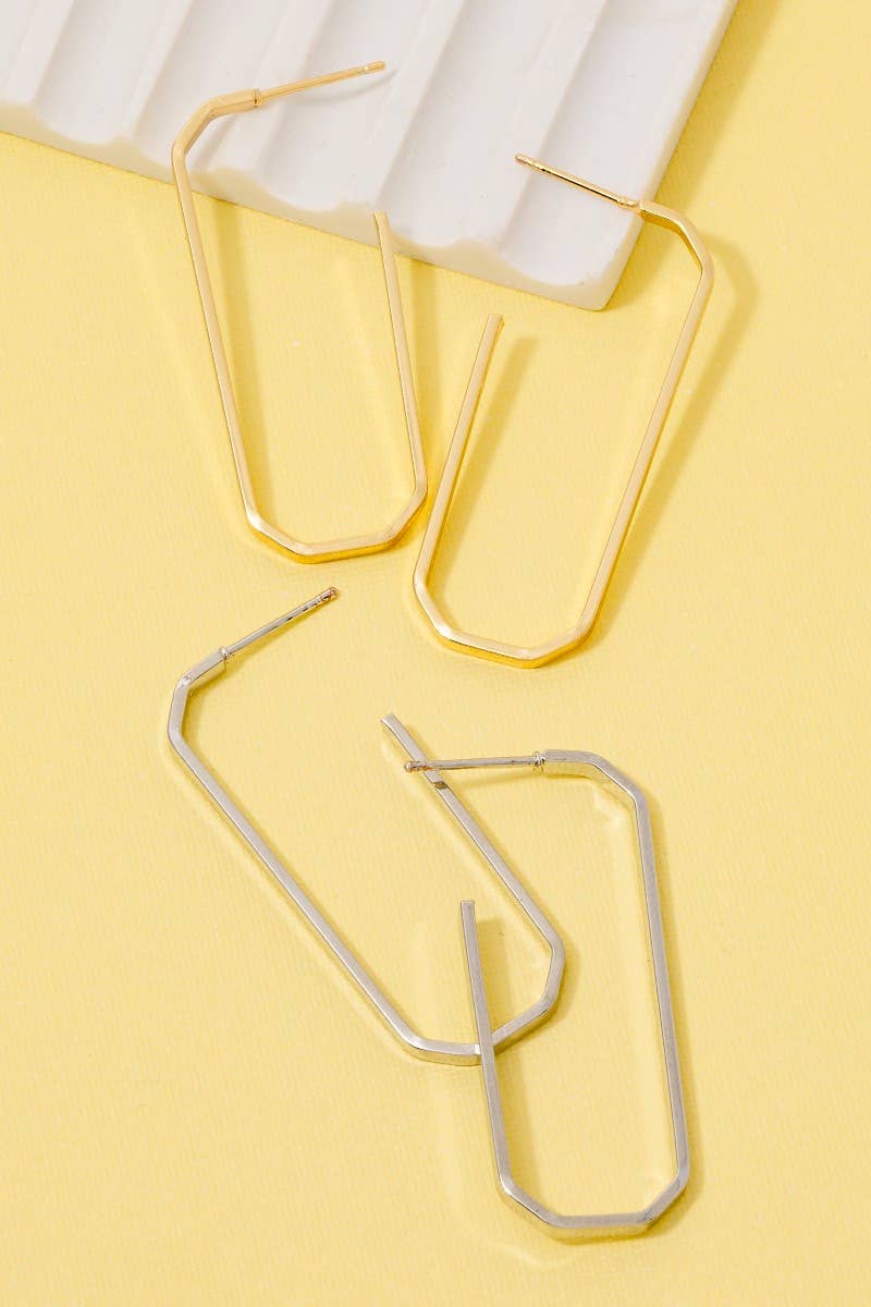 Secret Box Gold Dipped Long Octagon Hoop Earrings