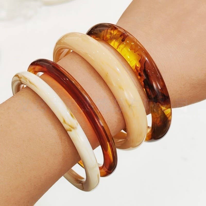 Bracelets - Marbled Resin Bangle Set