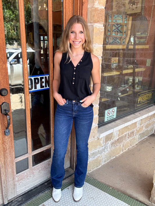 Bottoms | Vervet Jeans Dark Blue High Rise Bootcut