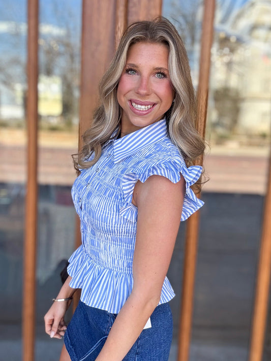 Seaside Stripe Woven Top