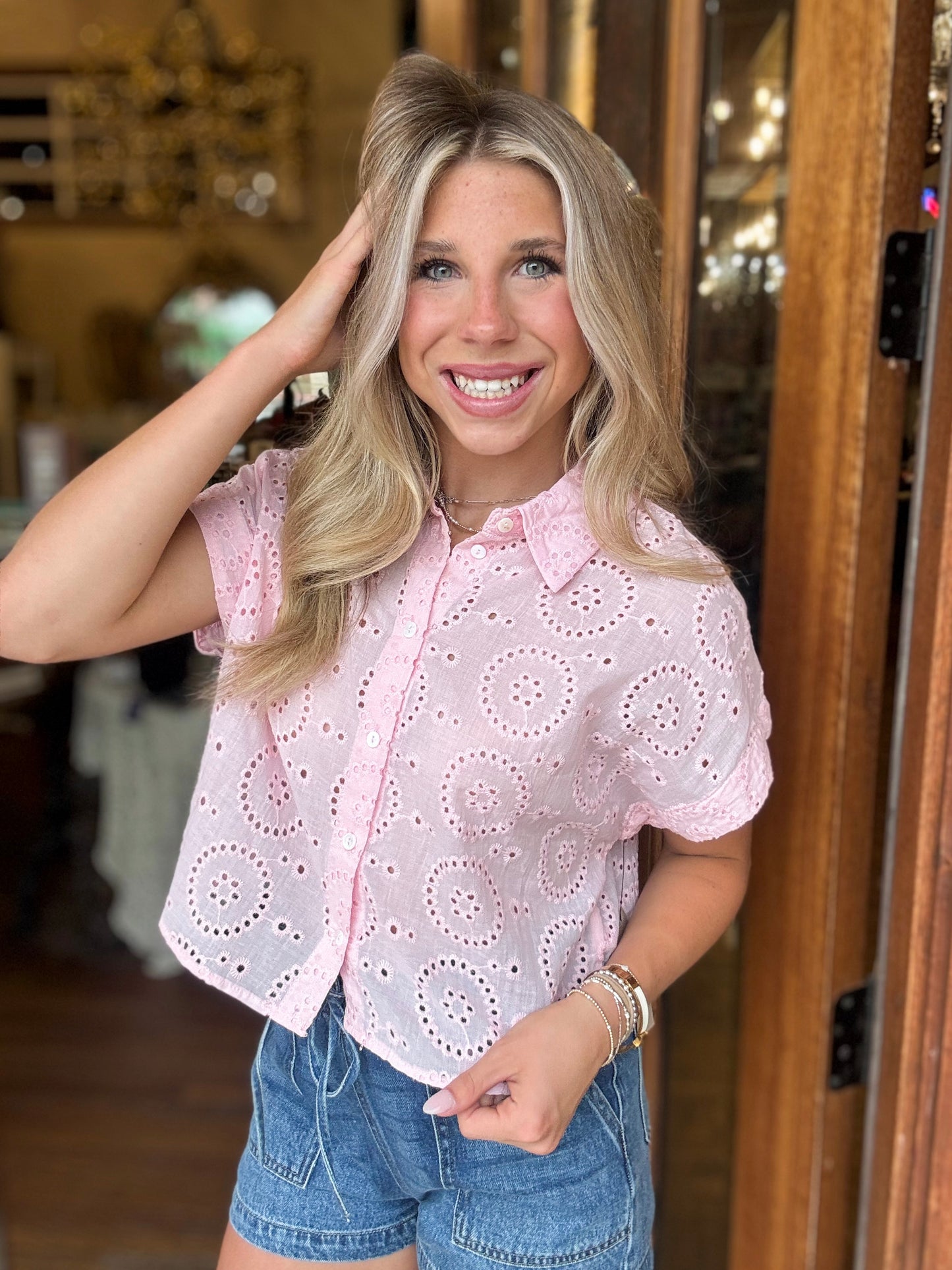 Crop Blouse - Sweet Peony Eyelet