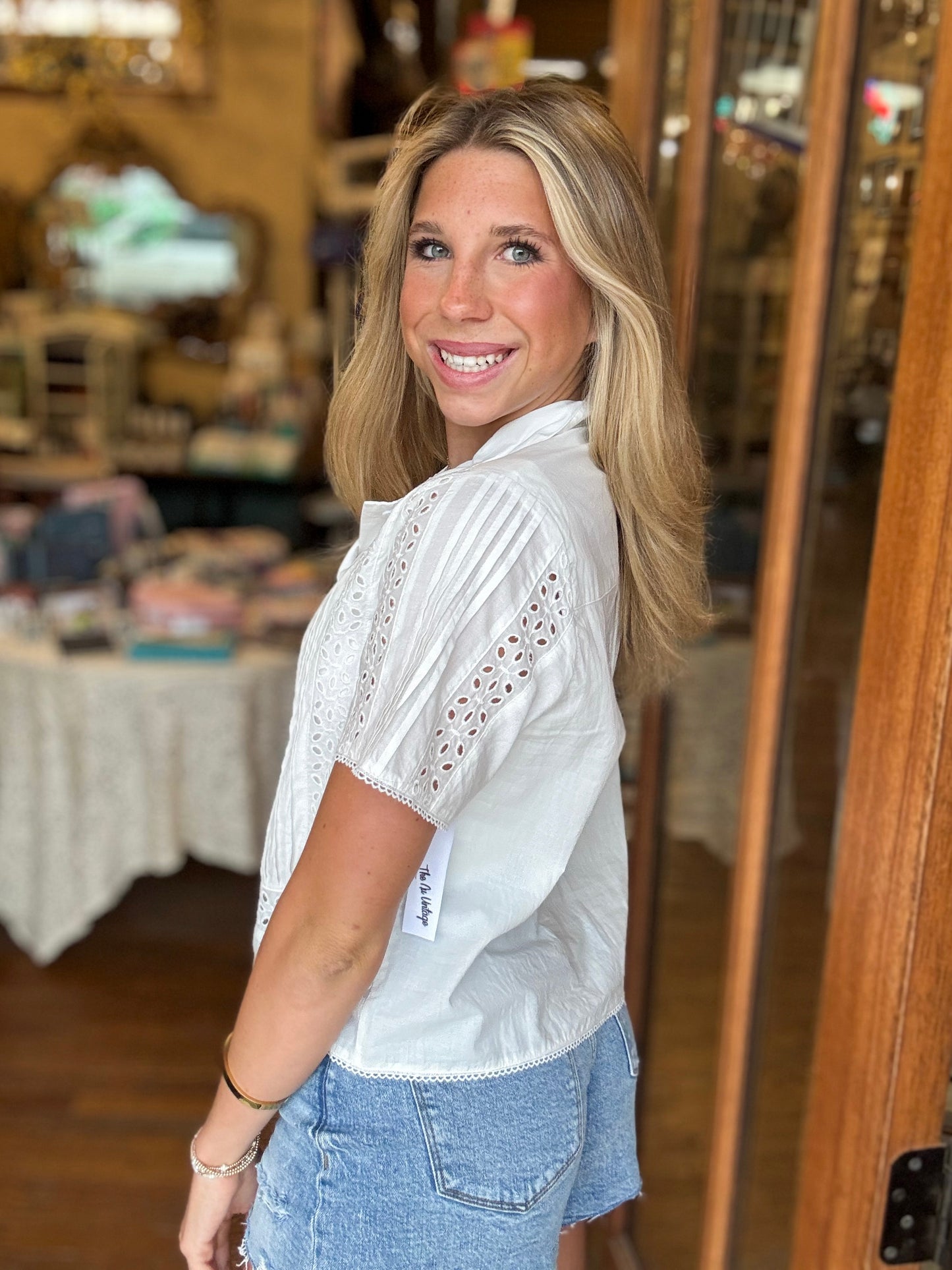 Blouse - Marena Eyelet Button Up