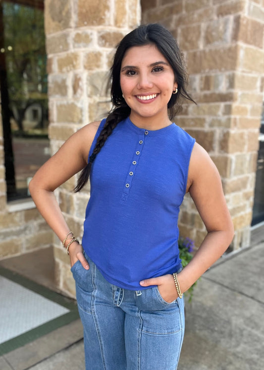 Sleeveless Snap Button Detail Tank Top