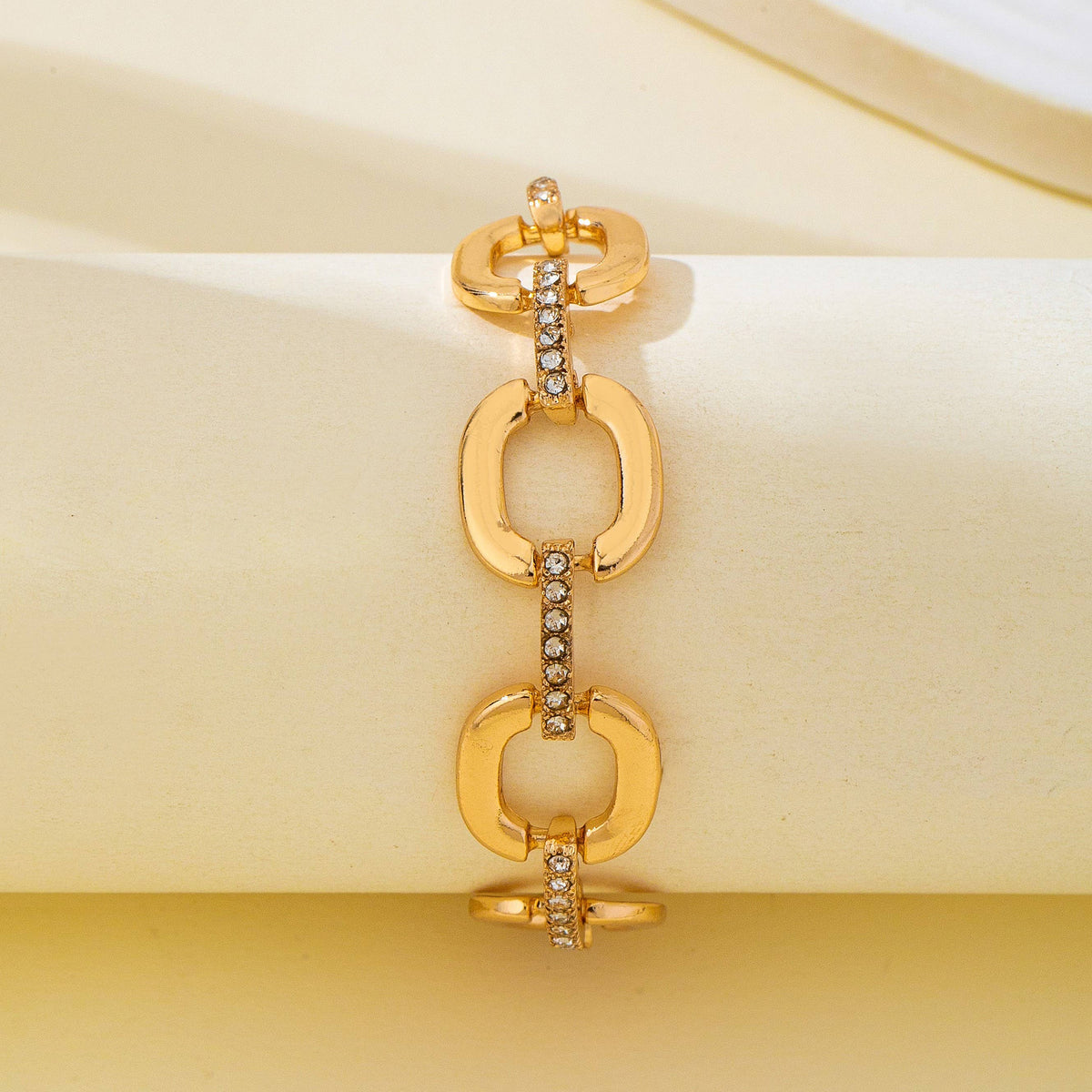 Bracelet - Crystal Glass Pave Bar Link Chain