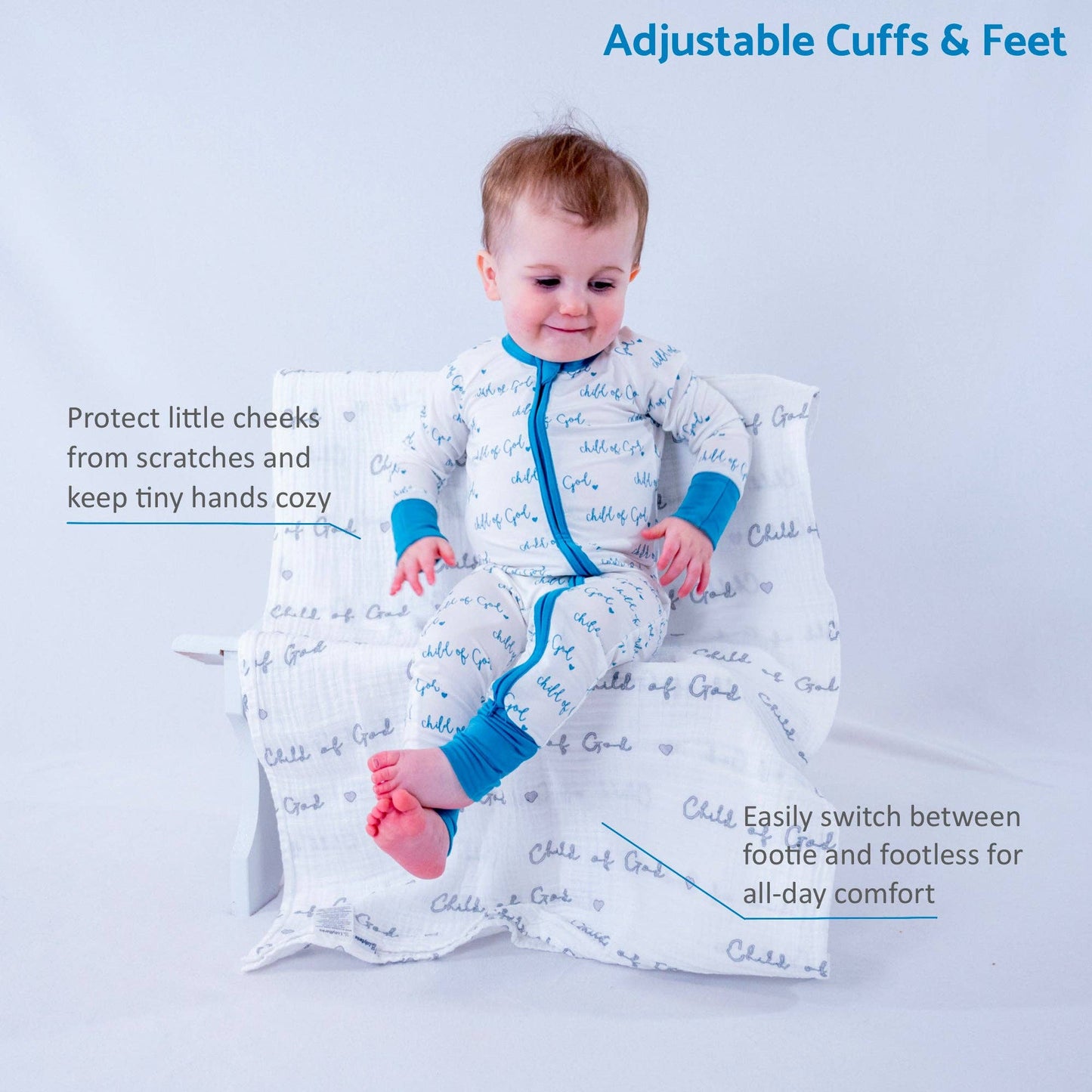 Onsie - Bamboo Baby Convertible Blue Child of God