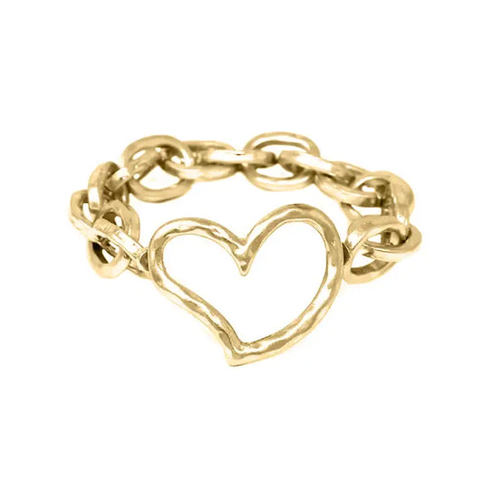 Jewelry | Bracelet Gold Hammered Heart Charm Stretch
