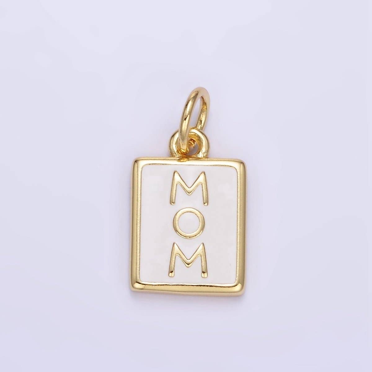 Jewelry | Charm 24K Gold Filled "MOM" White Enamel Tag