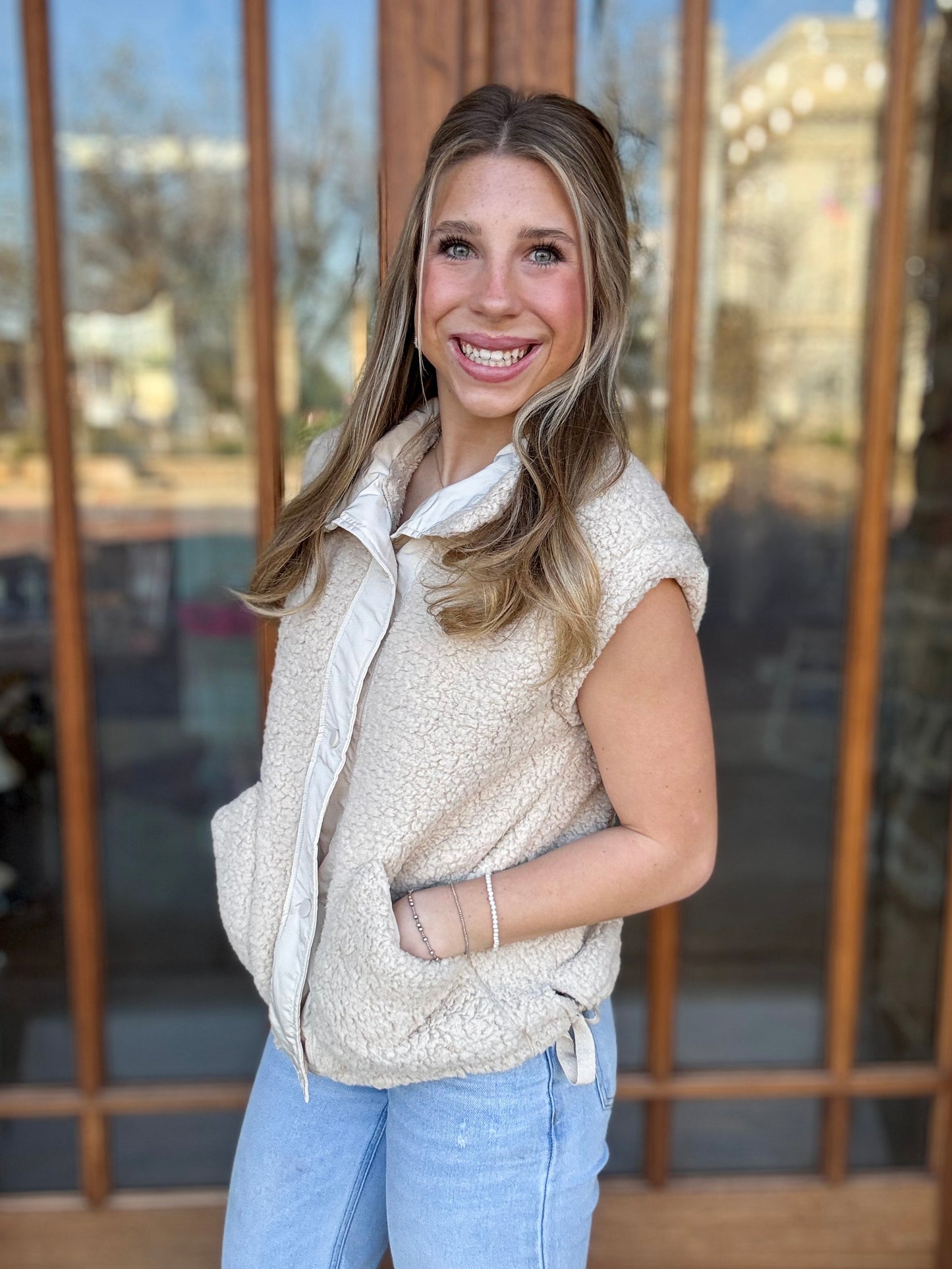 Button Front Plush Vest