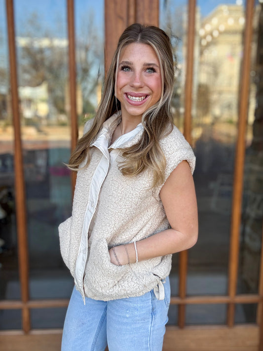 Button Front Plush Vest