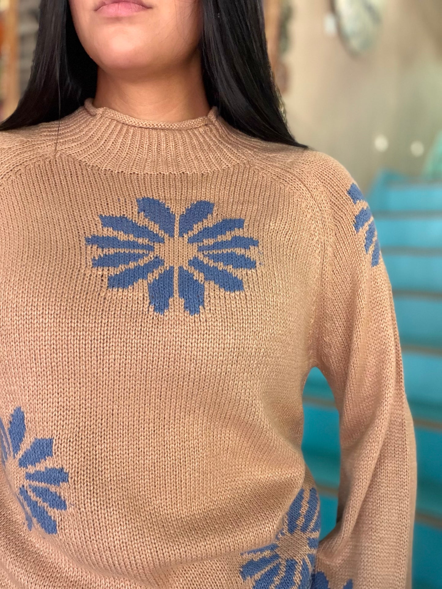 Sweater - Khaki Floral Knit