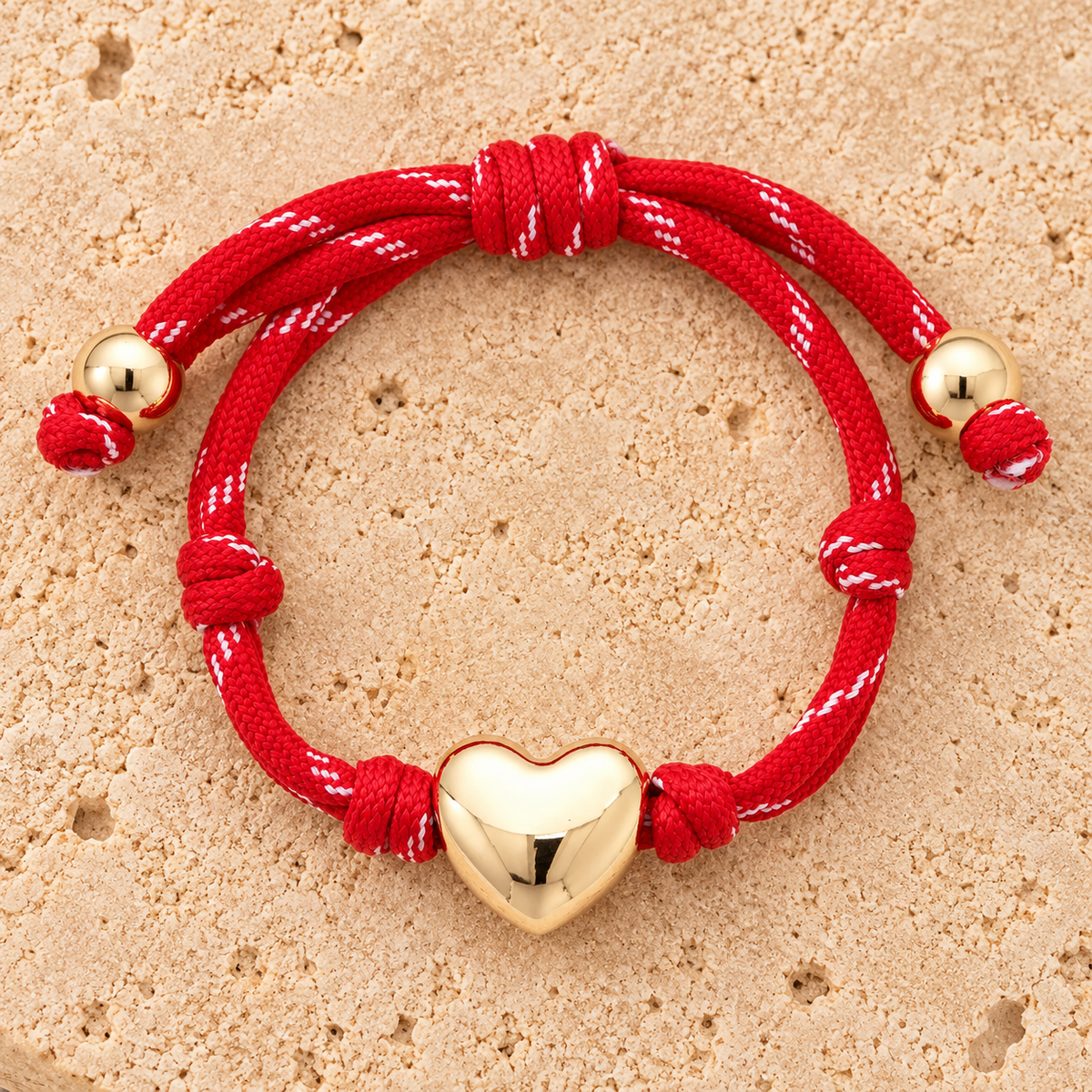 Bracelet - Red Puffy Heart Paracord