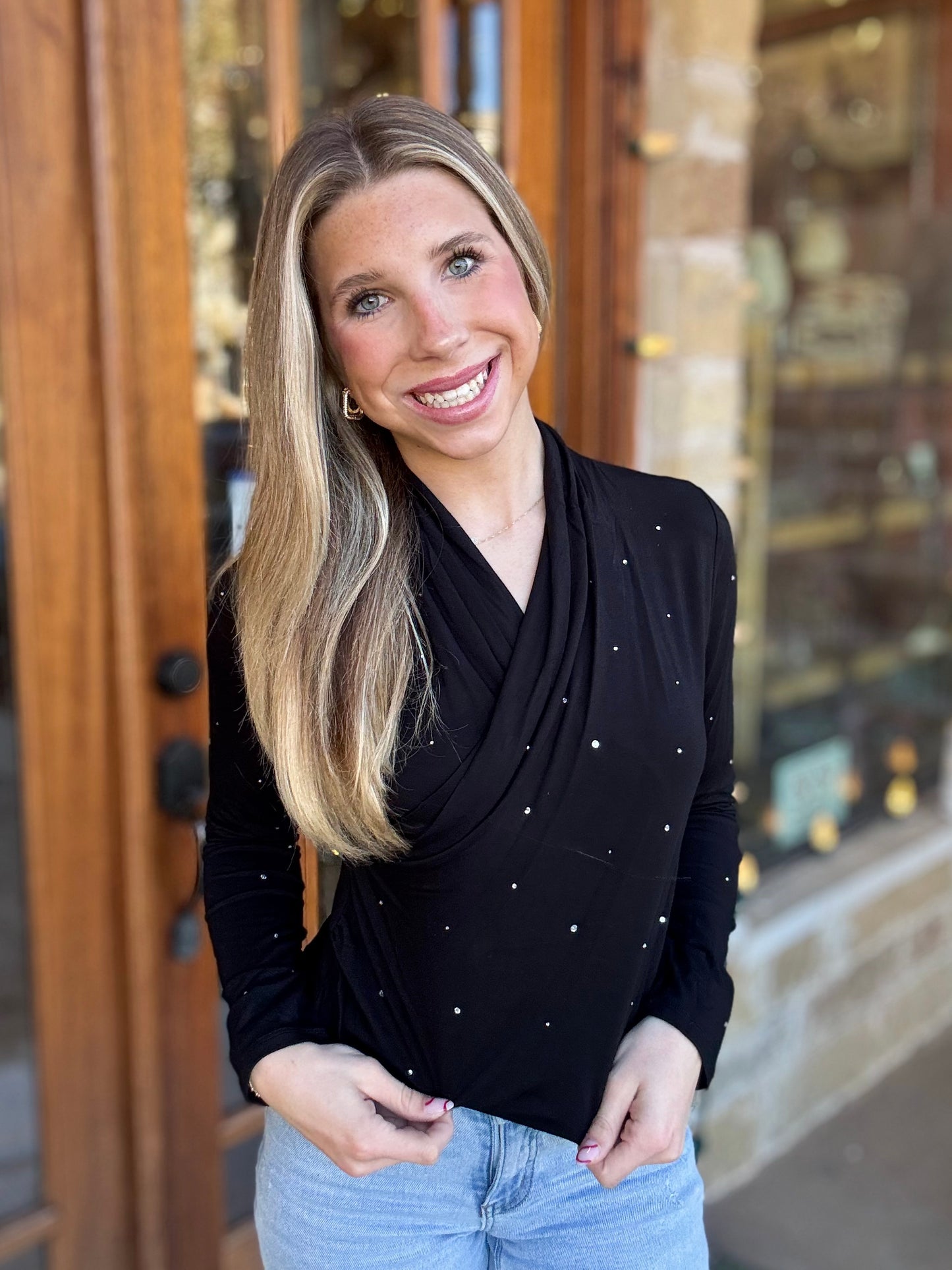 Karen Kane Blouse Embellished Drape