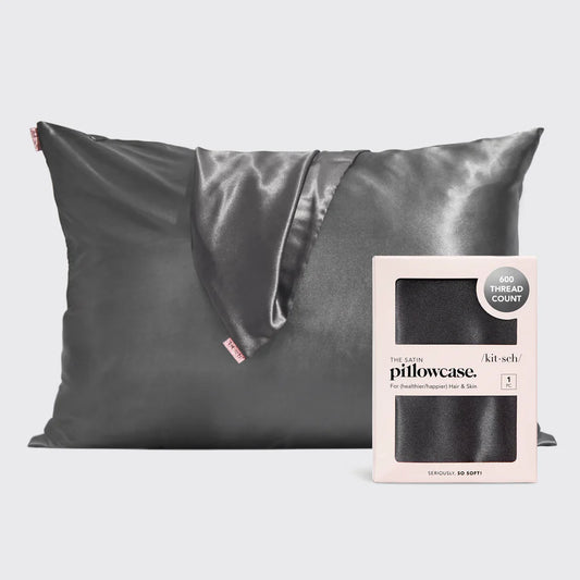 Kitsch Satin Pillowcase in Charcoal
