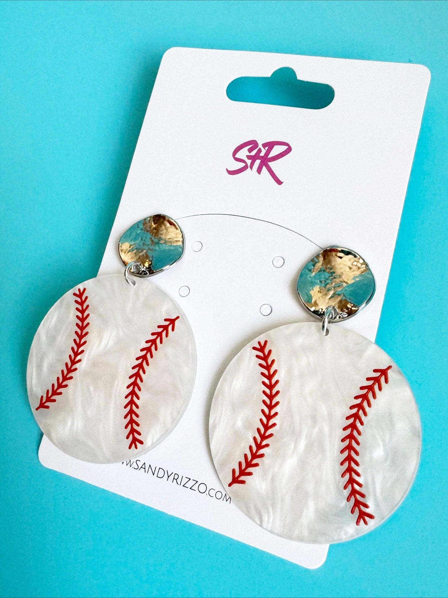 Jewelry | Earrings White Pearl Acrylic Baseball Dangle