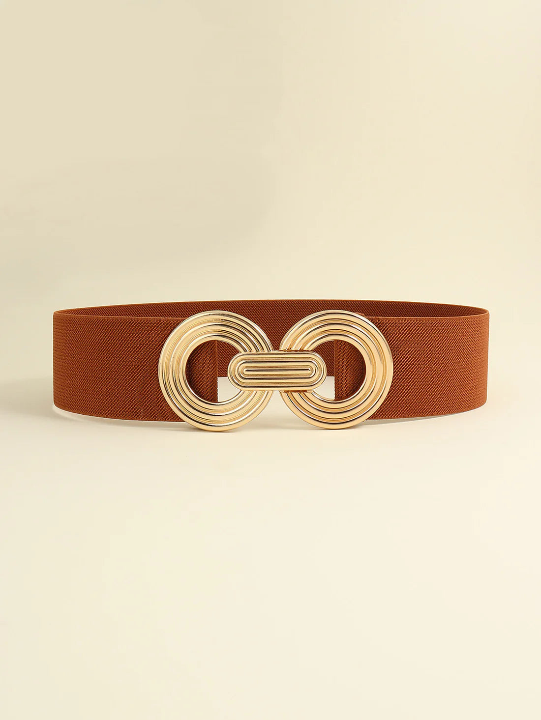 Accessories | Belt Caramel Geometric Buckle Elastic Wide