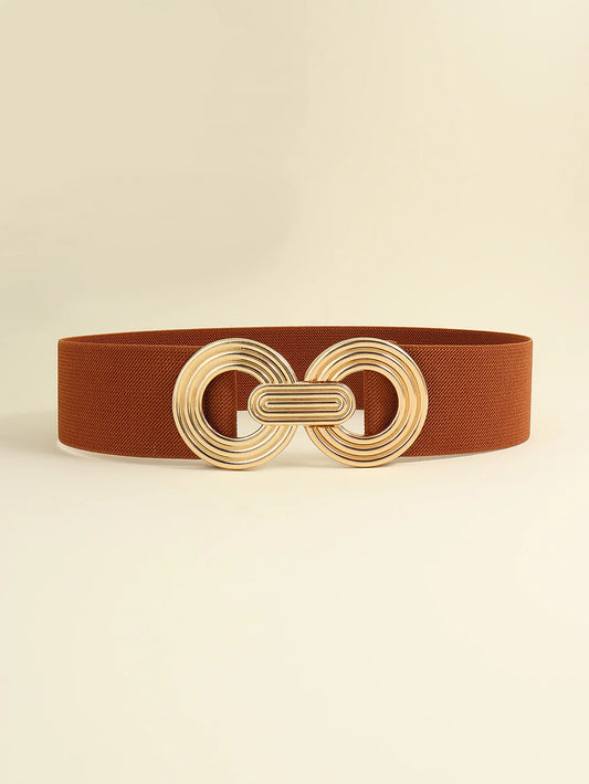 Accessories | Belt Caramel Geometric Buckle Elastic Wide