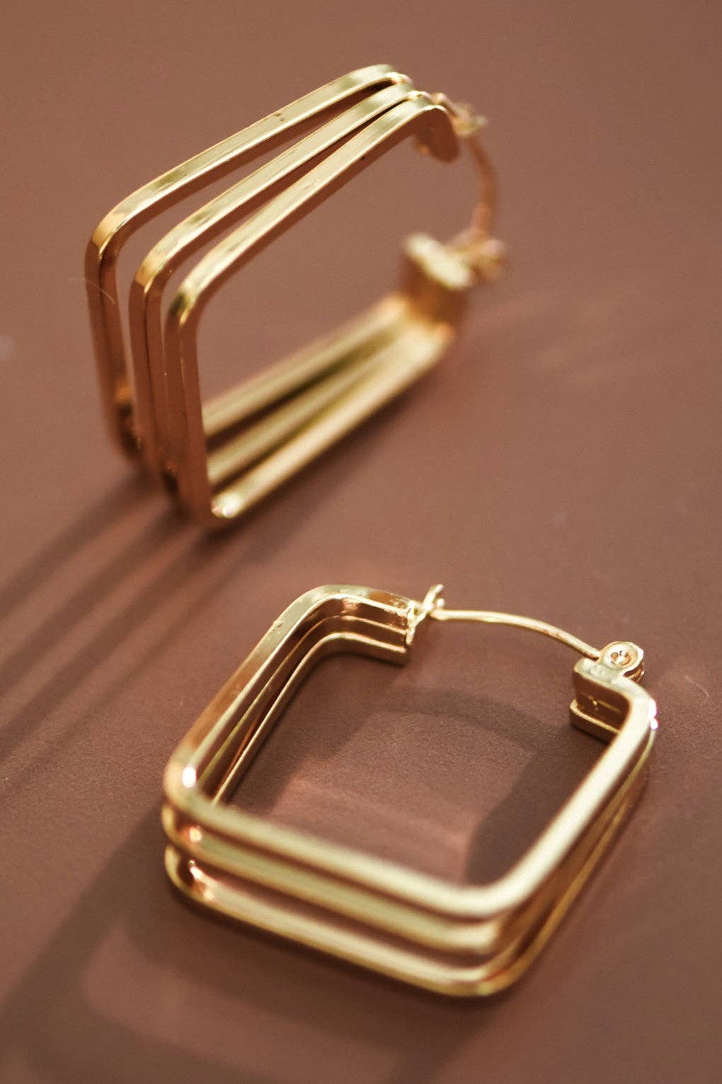 Earrings - Square Hoop Gold Plated