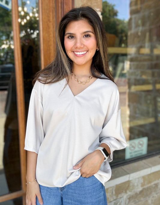 Blouse - Jodifl V-Neck Cream Knit
