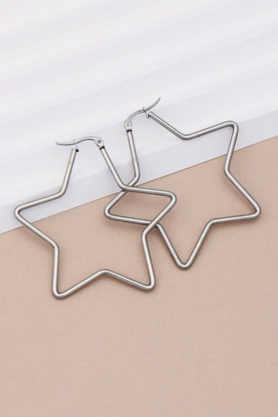Earrings - Silver Star Hoop