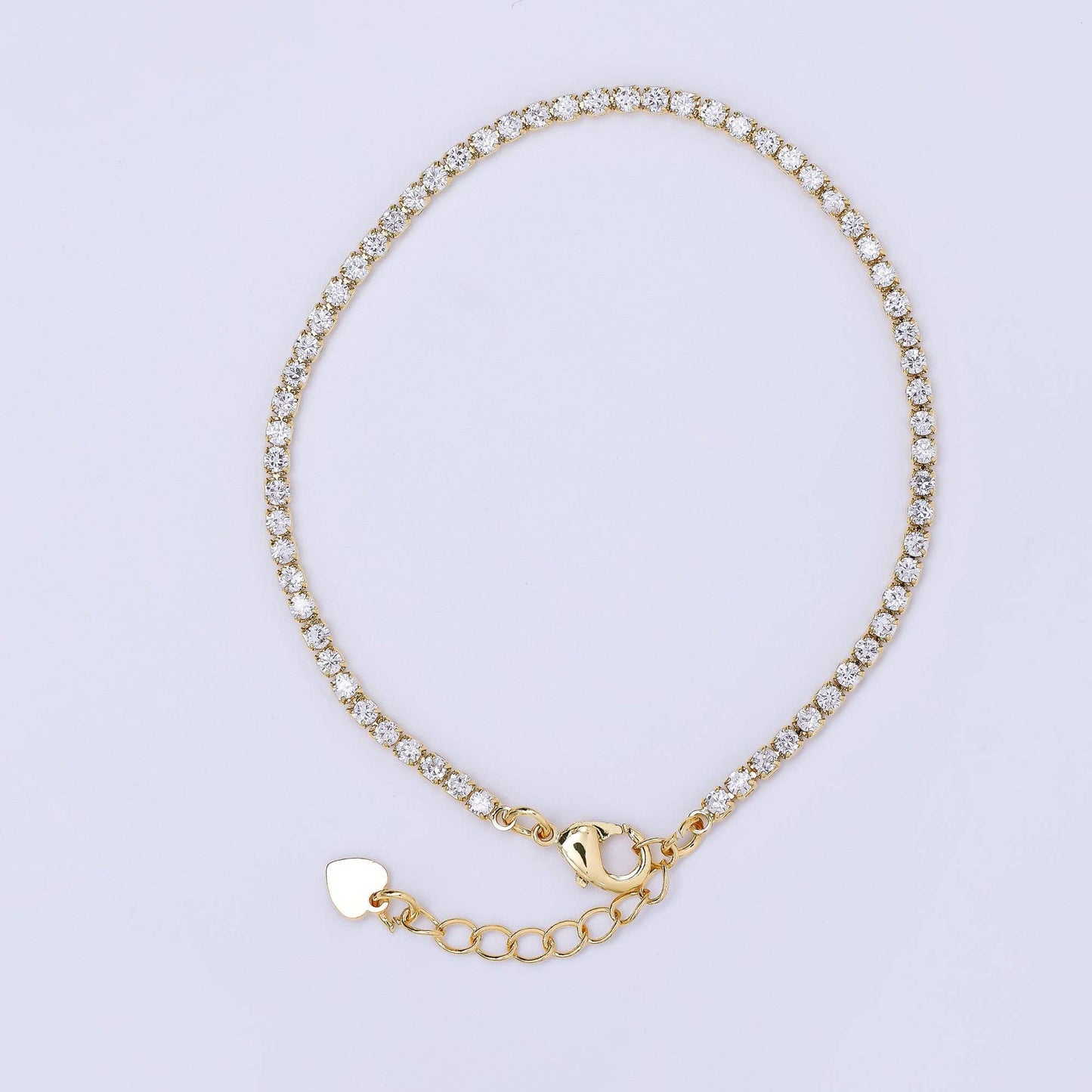 24K Gold Filled Clear CZ Tennis 6.9 inch Bracelet