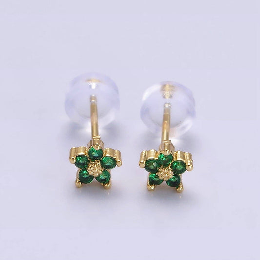 Jewelry | Earrings 14K Gold Filled 5mm Mini CZ Flower Stud Green