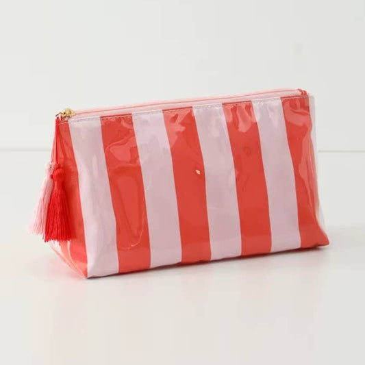 Pink/Red Stripe Cosmetic Bag
