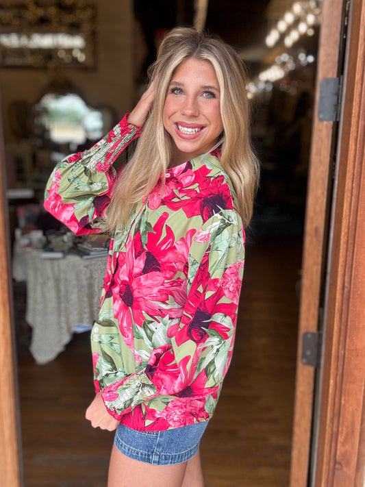 Blouse - Tropical Pink Floral