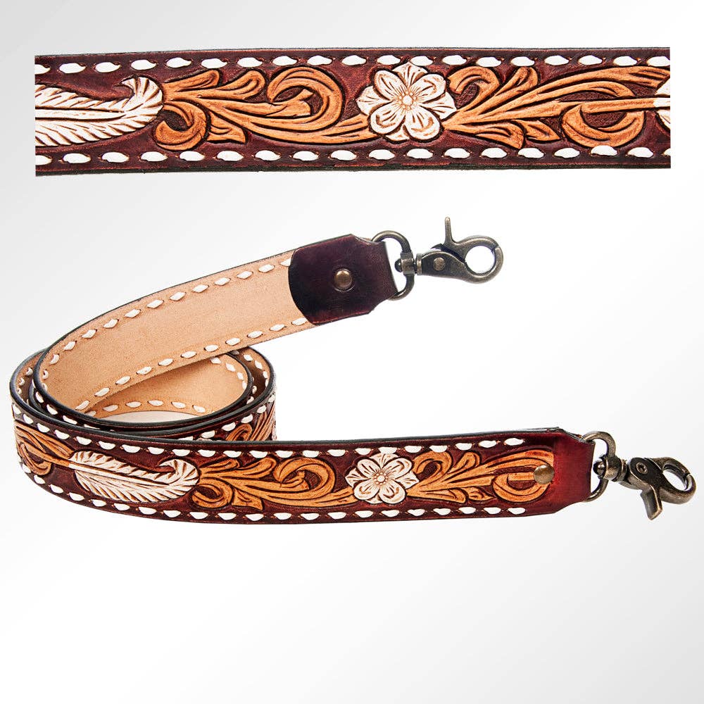 Hand Tooled Genuine Leather Handle Strap