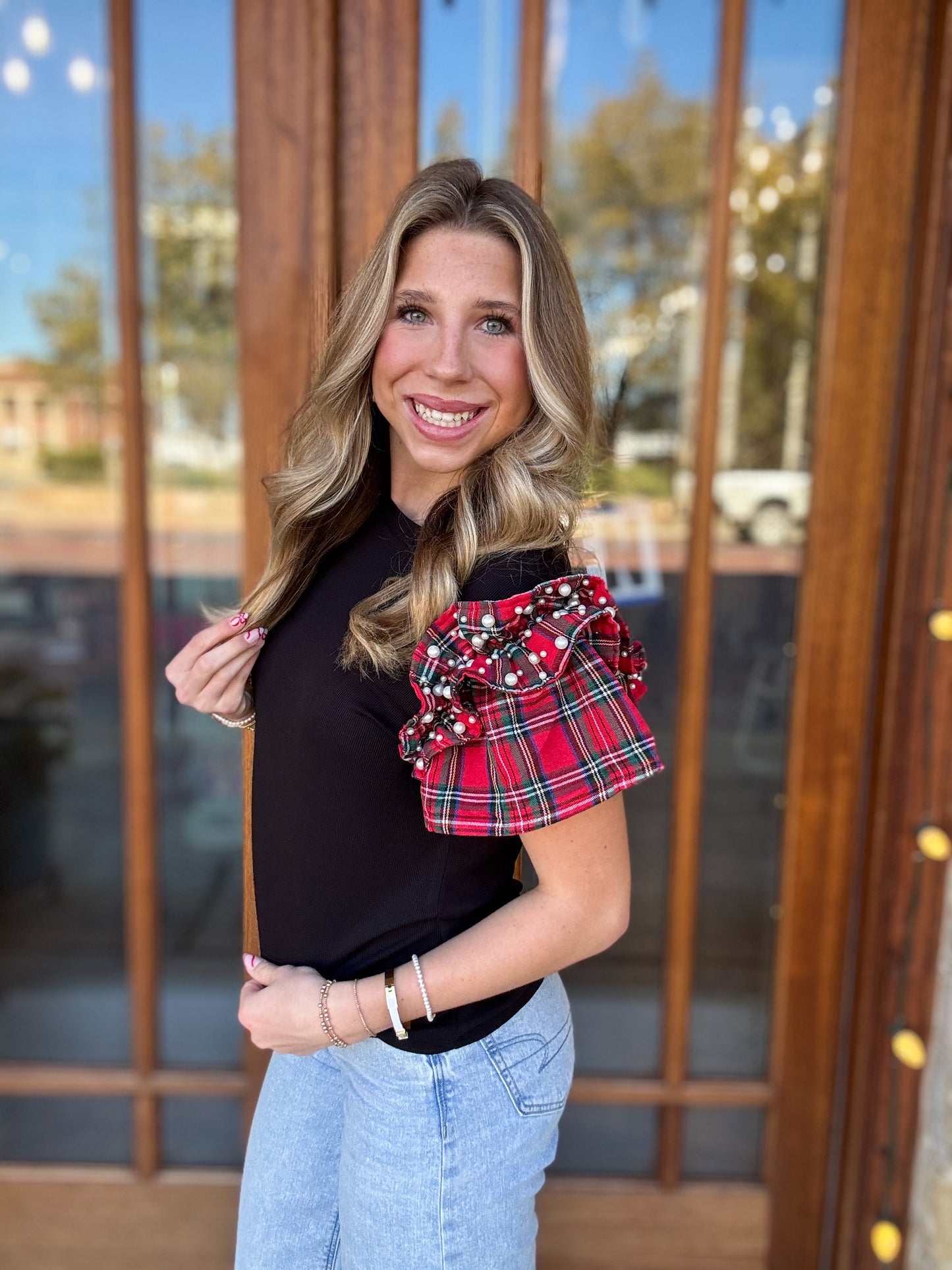 Black Ruffle Sleeve Blouse