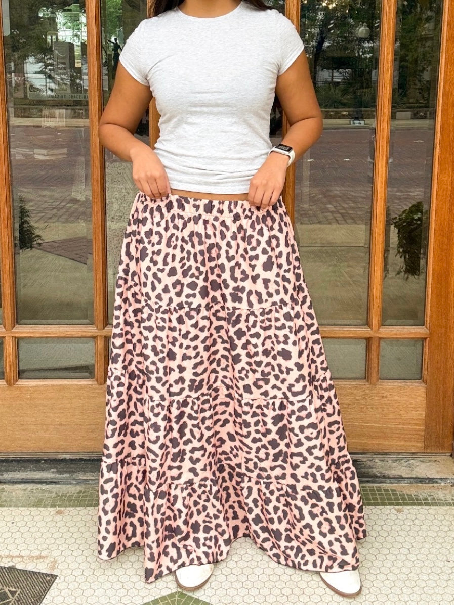 Skirt - Tiered Leopard Maxi