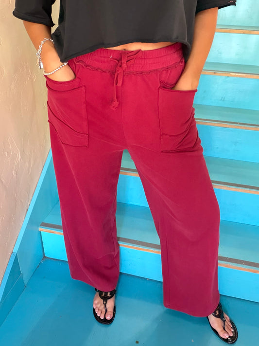 Lounge Pants - Jodifl Burgundy Mineral Wash