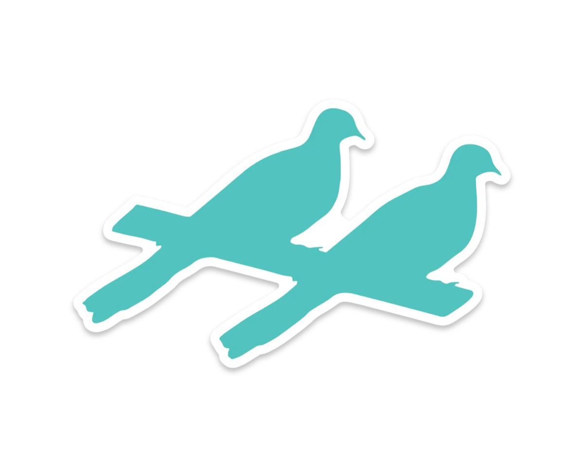 Sticker - Two Dove Decal Turq