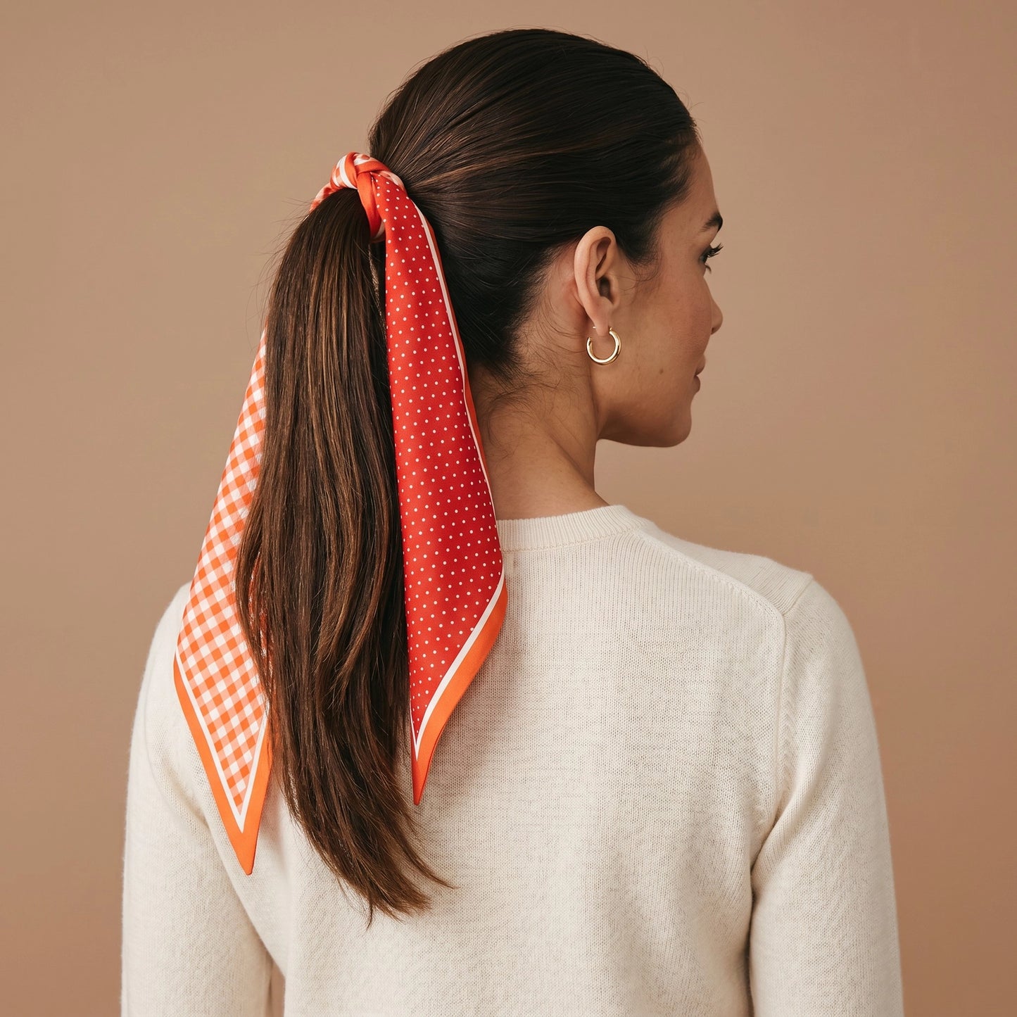 Gingham Orange Tie Scarf
