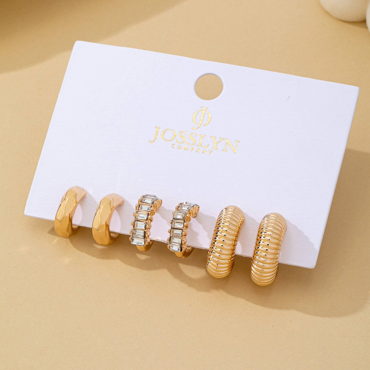 Earrings - Rhinestone Textured Hoop Earring